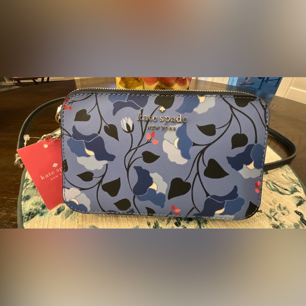 COPY - NWT MSRP $229 Kate Spade Staci n. Bloom Double Zip Small Crossbody Blue …